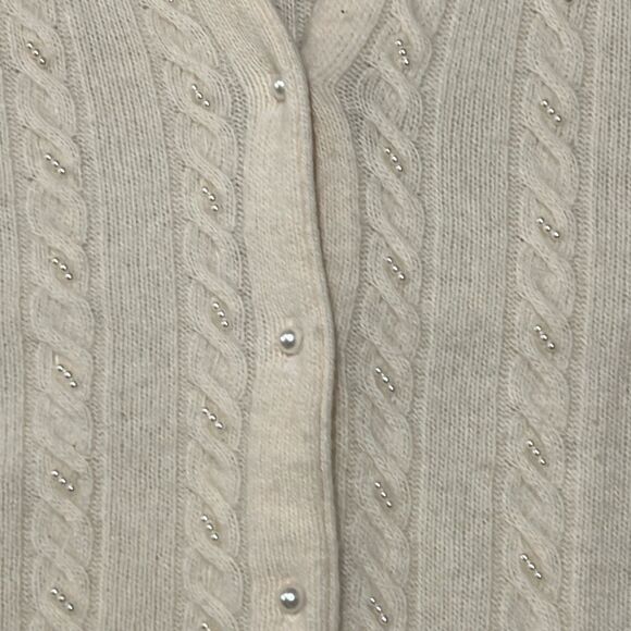 C. WEBB CO Cream Cable Knit Cardigan - Vintage Size L - Picture 6 of 13